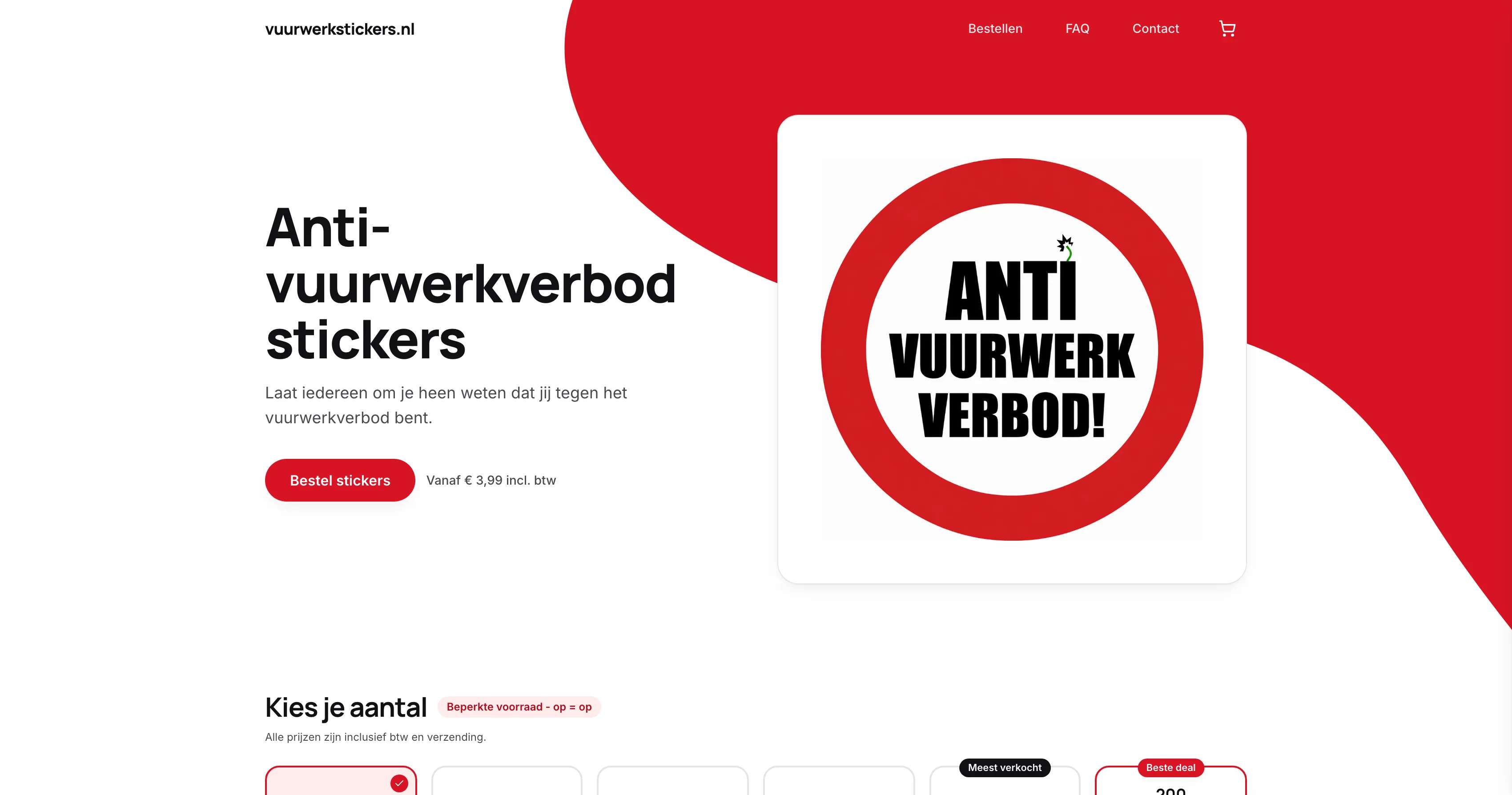 Homepage van Vuurwerkstickers.nl